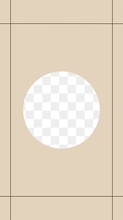 Round frame png sticker, transparent design, beige background