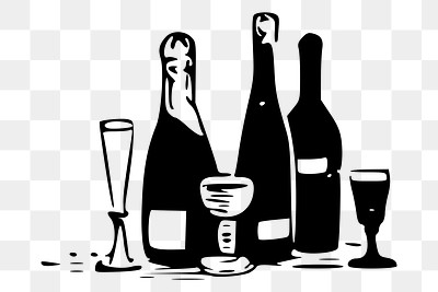 Alcoholic beverages png illustration, transparent background. Free public domain CC0 image.