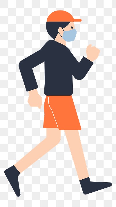 Man in mask png jogging, healthcare graphic, transparent background