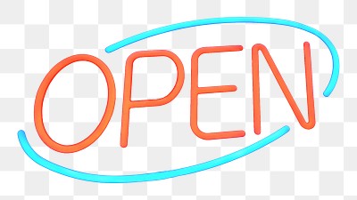 Open neon sign png sticker, | Free PNG - rawpixel