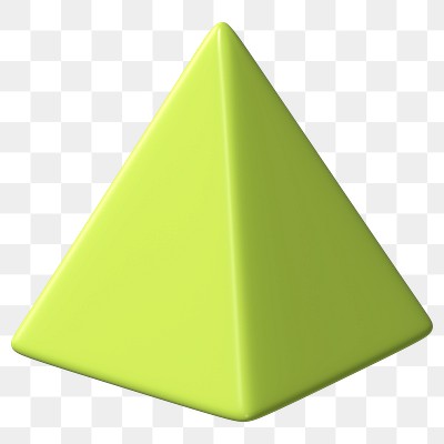 3D green pyramid png, geometric shape clipart, transparent background