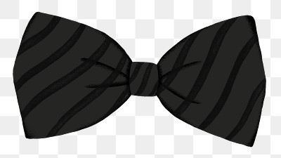 Black striped bow-tie png sticker, apparel graphic, transparent background