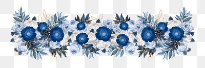 Blue peony flower png divider, | Premium PNG - rawpixel