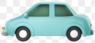 Blue car png, 3D vehicle illustration, transparent background