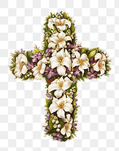 Floral cross png vintage chromolithograph | Premium PNG - rawpixel