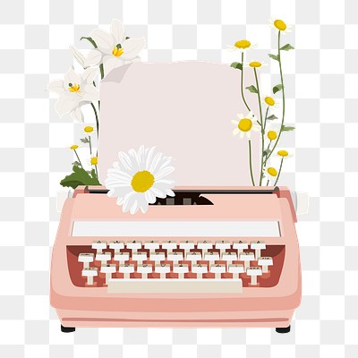 Floral typewriter png aesthetic, transparent | Premium PNG - rawpixel