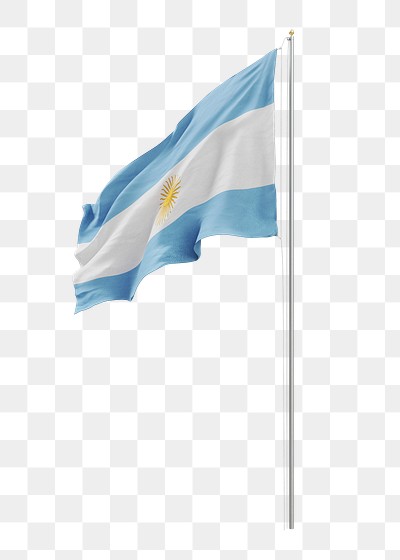 Png flag of Argentina on pole, transparent background