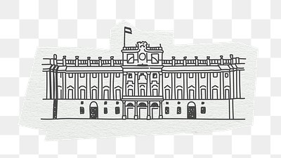 PNG Royal Palace of Madrid, line art illustration, transparent background