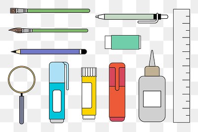 Free Vector  School pens and pencils set. illustrations of stationery