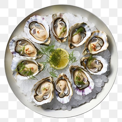 PNG Oyster plate seafood clam. 