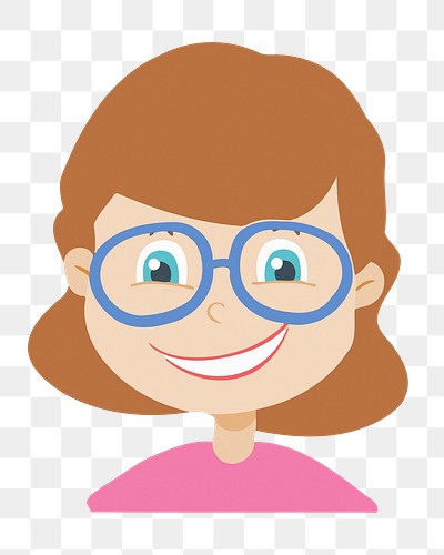 Woman wearing glasses  png illustration, transparent background. Free public domain CC0 image.