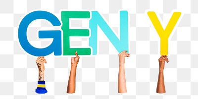 Gen Y word png element, transparent background