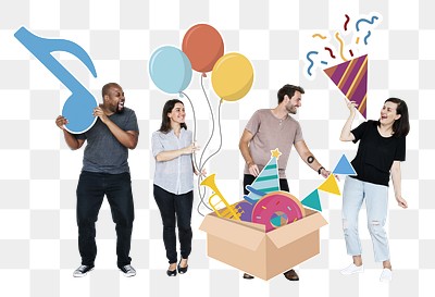 Birthday party png element, transparent background