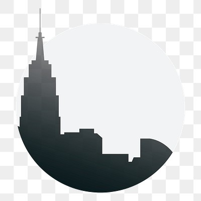 Silhouette city skyline png sticker, transparent background