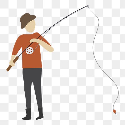 Character illustration of a guy holding a fishing rod, free image by  rawpixel.com