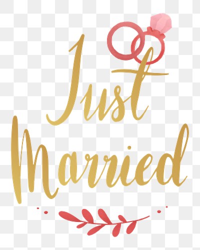 Just married png sticker, transparent background