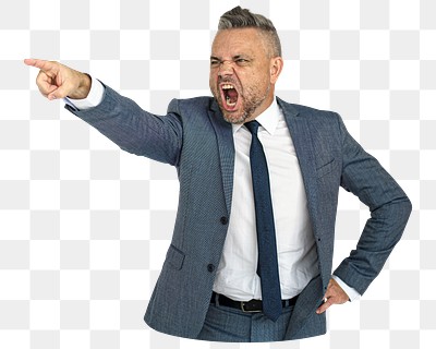 Caucasian Business Man Pointing Angry