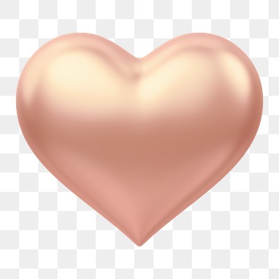 Rose gold heart png 3D element, transparent background