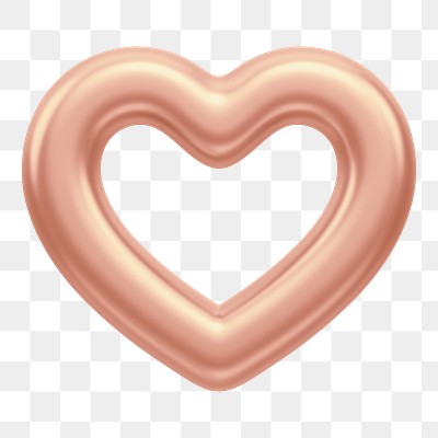 Rose gold heart png 3D element, transparent background