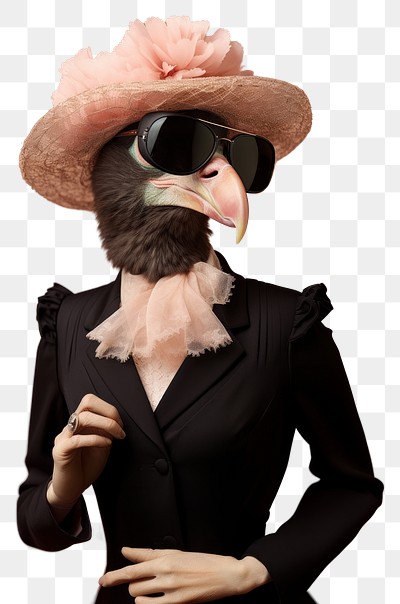 PNG Bird wearing fancy hat. 