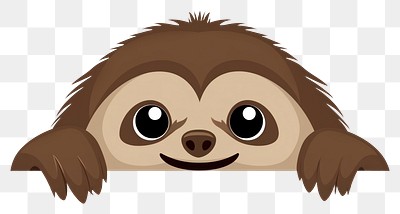 PNG Sloth peeking cartoon mammal. 