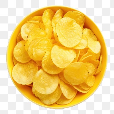 photo of *chips* top view, 8k, isolated on solid pastel color studio background --ar 3:2