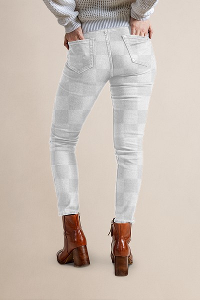 PNG skinny jeans mockup transparent, rear view, women&#39;s apparel fashion design