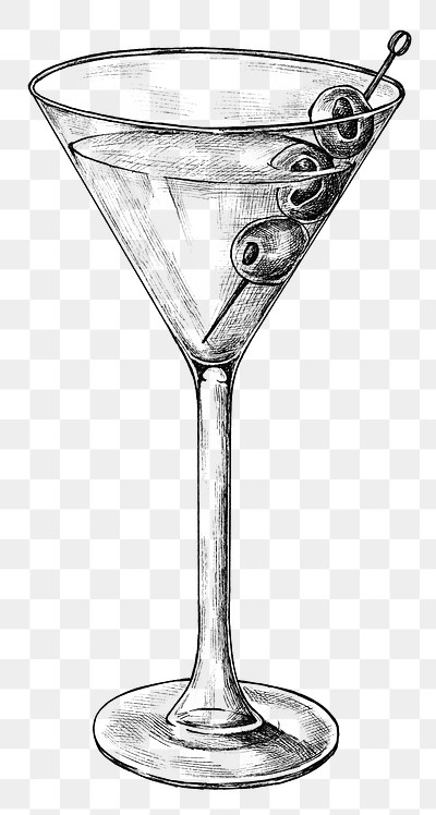 Hand drawn glass of martini | Free PNG Sticker - rawpixel