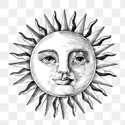 Hand drawn sun with a face design element | Free stock illustration