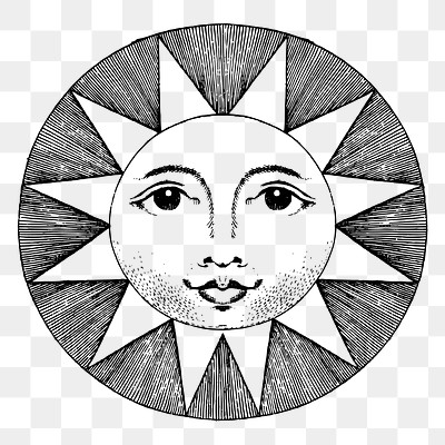 Celestial sun png drawing, vintage | Free PNG - rawpixel