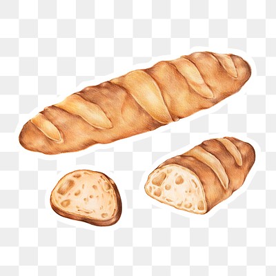 Baguette freshly baked illustration png | Premium PNG Sticker - rawpixel