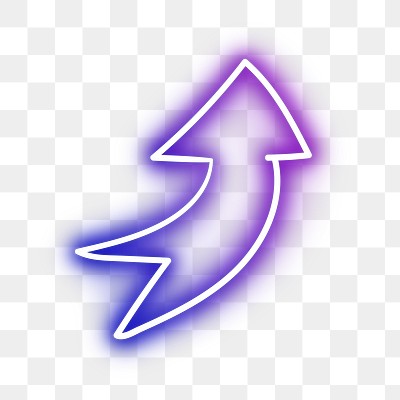 Neon purple curved arrow sign design element