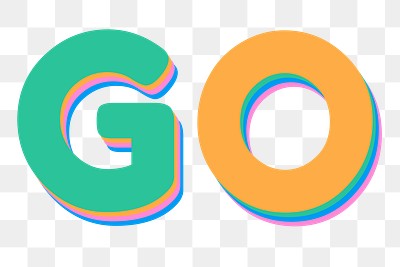 Go letter pastel colored PNG rounded font 