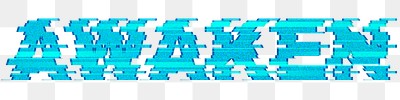 Blue blurred word AWAKEN typography design element