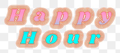 Happy hour png retro font | Premium PNG Sticker - rawpixel