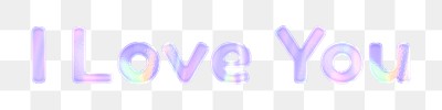 Png I love you lettering purple holographic word sticker