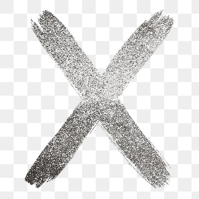 Silver glitter letter X png glam typography