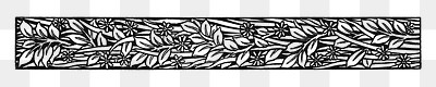 Vintage black and white foliage and flower ornament design element illustration