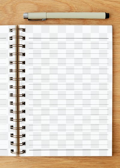 White lined notepaper mockup on a wooden table 