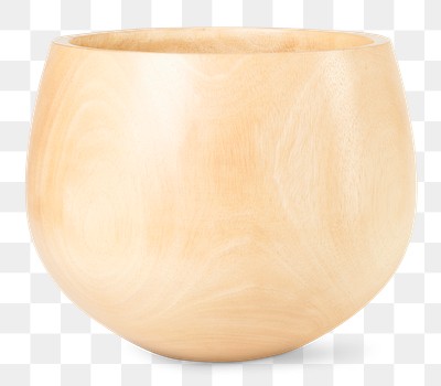 Wooden plant pot png mockup