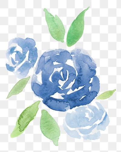 Blue png rose flower watercolor | Premium PNG Sticker - rawpixel