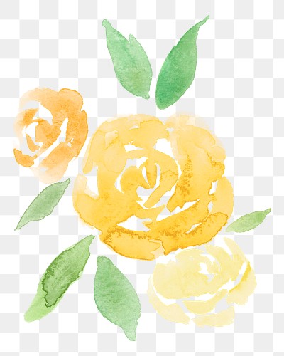 Yellow png rose flower watercolor | Premium PNG Sticker - rawpixel