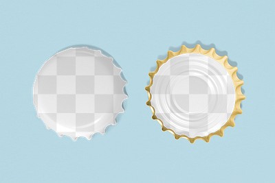 Bottle caps png mockup set, transparent design