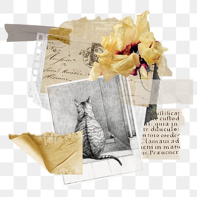 Vintage aesthetic ephemera collage, mixed