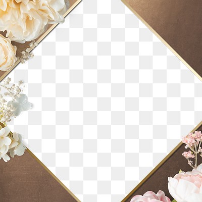 Golden floral rhombus frame design | Free PNG - rawpixel