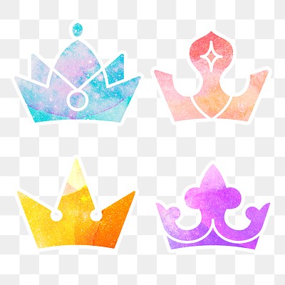 Colorful crown sticker design element collection