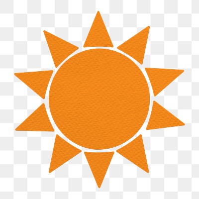 Orange textured paper sun sticker design element