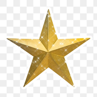 Sparkling Gold Star Sticker with White Border