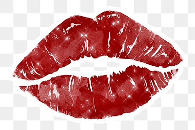 Sparkling lip print sticker white | Premium PNG Sticker - rawpixel