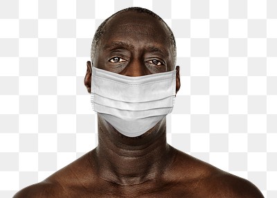 Black man wearing a face mask during coronavirus pandemic mockup